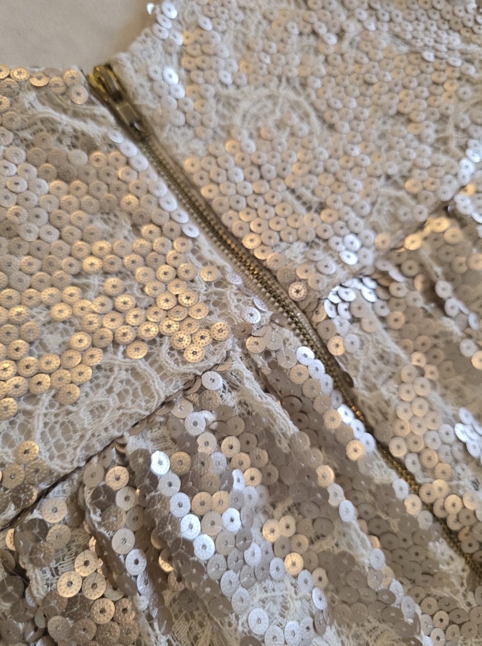 NEW! Gianni Bini Sequin Fit-and-Flare Party Dress in Champagne - Picture 6 of 7